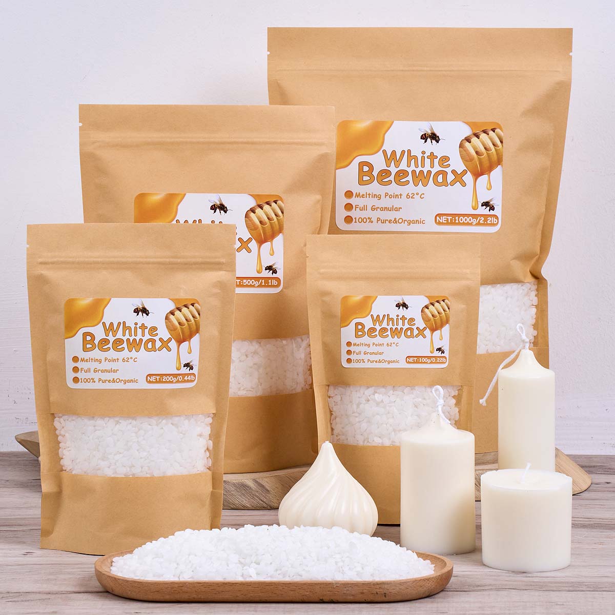 Beeswax Taper Candle - 1000g White Beeswax DIY Candle Making