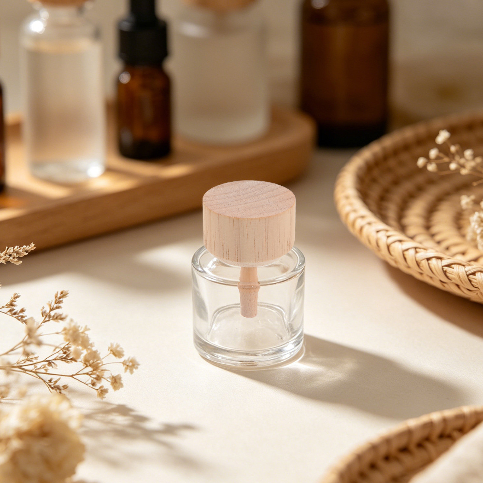 Home Fragrance - 2Pcs Clear Glass Reed Diffuser Bottles