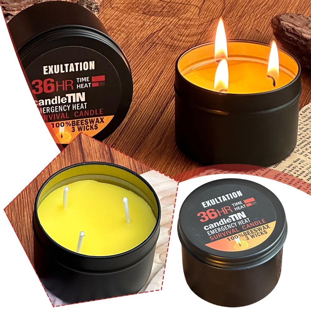 Beeswax Taper Candle - Emergency Candle 36 Hour 3 Wick