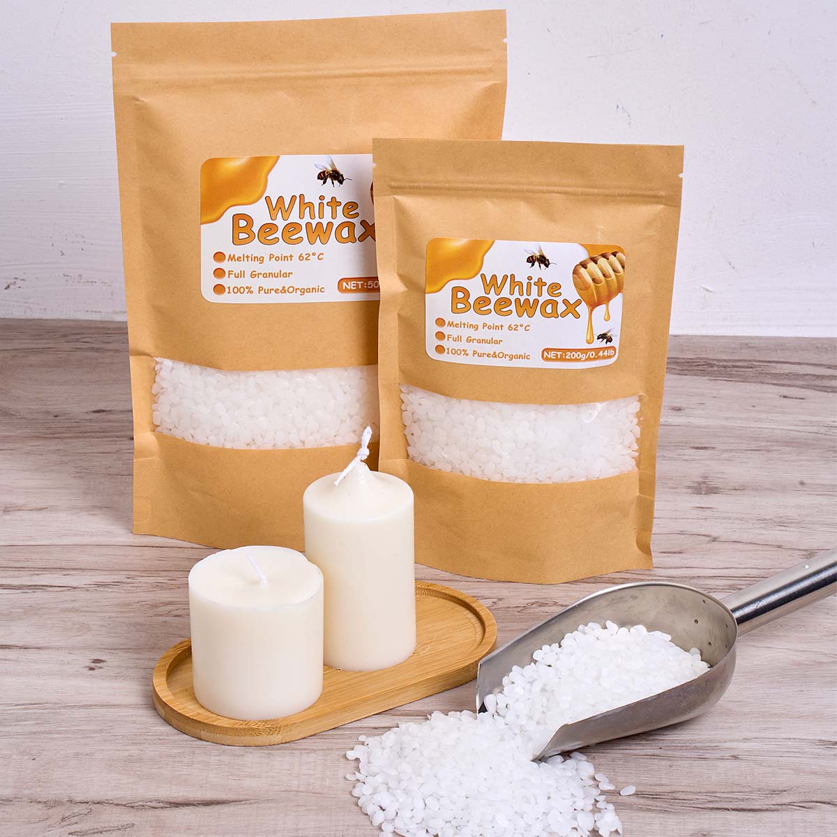 1000g White Beeswax DIY Candle - Beeswax Taper Candle review and price